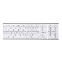 Powerton UltraSlim, Klawiatura CZ/SK, Multi-Device typ 2.4 GHz Dongle + Dual Bluetooth, bezprzewodowa, srebrna