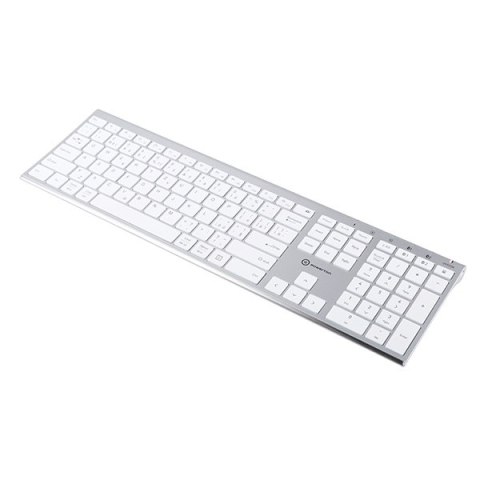 Powerton UltraSlim, Klawiatura CZ/SK, Multi-Device typ 2.4 GHz Dongle + Dual Bluetooth, bezprzewodowa, srebrna
