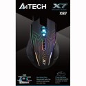 A4tech Mysz X87 Oscar Neon, 2400DPI, optyczna, 8kl., 1 scroll, przewodowa USB, czarna, do gry, podświetlenie Neon