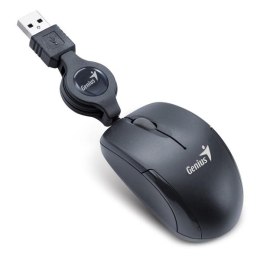 Genius Mysz Micro Traveler V2, 1200DPI, optyczna, 3kl., 1 scroll, przewodowa USB, czarna, Micro