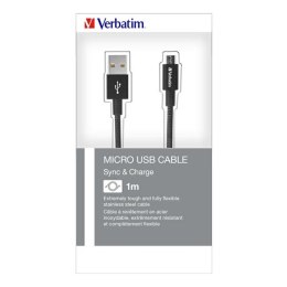 Kabel USB (2.0), USB A M- USB micro B M, 1m, czarny, Verbatim, box, 48863