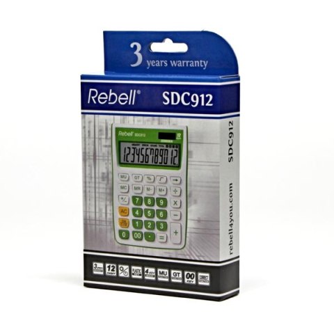 Rebell Kalkulator RE-SDC912GR BX, zielona, biurkowy, 12 miejsc