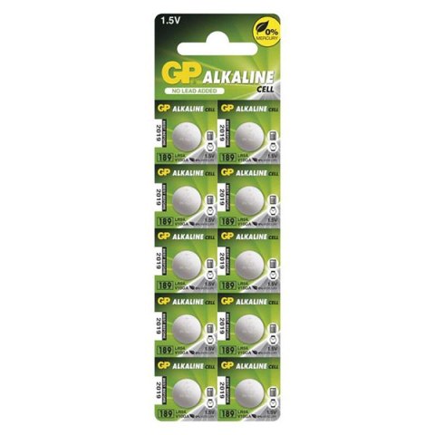 Bateria alkaliczna, AG10, LR54, LR1130, V10GA, 1.5V, GP, blistr, 10-pack