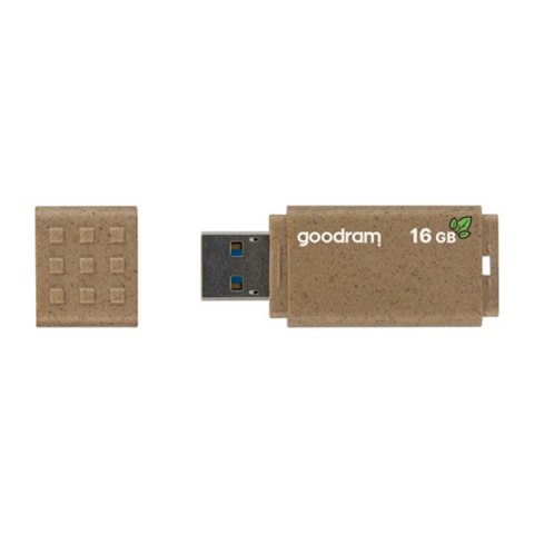 Goodram USB flash disk, USB 3.0, 16GB, UME3 ECO FRIENDLY, brązowy, UME3-0160EFR11, USB A, z osłoną
