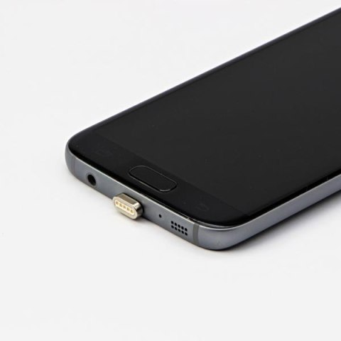 Magnetyczny klabel USB (2.0), USB A M- magnetické koncovky (typ C+lightning+microUSB), 1m, przewód okrągły w oplocie, srebrny