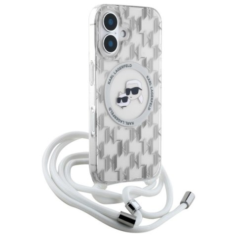 Karl Lagerfeld KLHMP16SHCKCKLCT iPhone 16 6.1" transparent hardcase IML Crossbody Monogram Karl & Choupette Head MagSafe