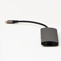 USB (3.1), USB typ C stacja dokująca 7-port, Multi, szary, All New, USB C (PD), 2x USB 3.0, TF, SD, HDMI, RJ45