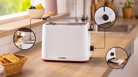 Toster kompaktowy Bosch | TAT3M121 MyMoment | Liczba gniazd 2 | Materiał obudowy tworzywo sztuczne | Biały