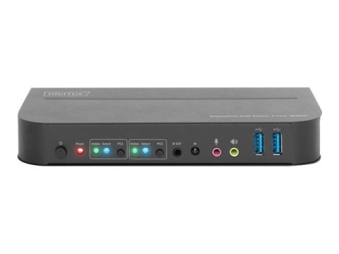 Przełącznik KVM Digitus, 2-portowy, 4K60Hz, 2 wejścia DP, 1 wyjście DP/HDMI | DS-12850