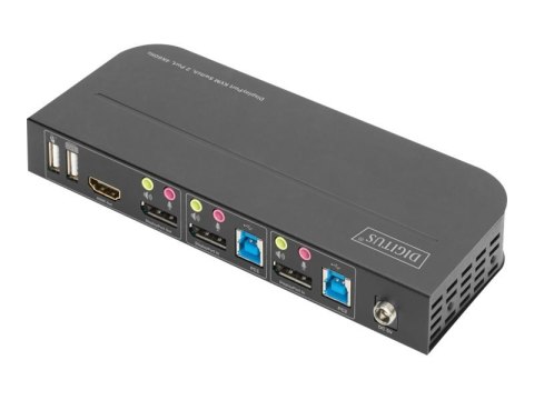 Przełącznik KVM Digitus, 2-portowy, 4K60Hz, 2 wejścia DP, 1 wyjście DP/HDMI | DS-12850