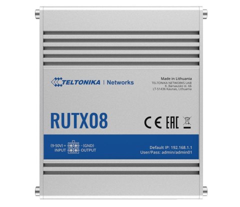 Router przemysłowy | RUTX08 | Brak Wi-Fi | 10/100/1000 Mbit/s | Porty Ethernet LAN (RJ-45) 4 | Obsługa sieci mesh Nie | MU-MiMO 