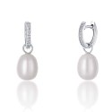 Srebrne kolczyki z prawdziwą perłą i cyrkoniami Jwl Luxury Pearls, 3w1