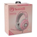 Marvo HG8936, słuchawki z mikrofonem, regulacja głośności, różowa, podświetlona, 3.5 mm jack + USB