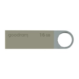 Goodram USB flash disk, USB 2.0, 16GB, UUN2, srebrny, UUN2-0160S0R11, USB A, z oczkiem na brelok