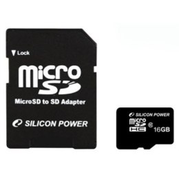 Pamięć Flash Silicon Power | 16 GB | MicroSDHC | Klasa 10 | Z adapterem SD | Gwarancja 60 dni