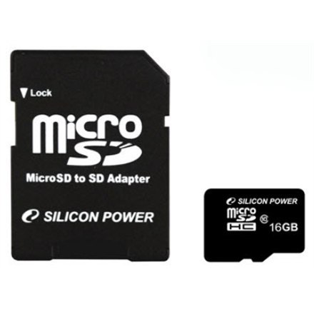Pamięć Flash Silicon Power | 16 GB | MicroSDHC | Klasa 10 | Z adapterem SD | Gwarancja 60 dni