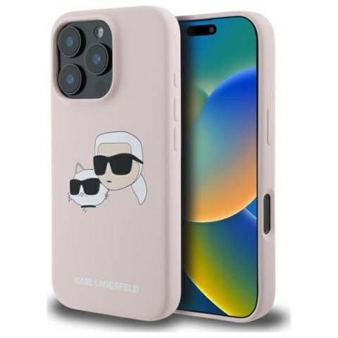 Karl Lagerfeld KLHMP16LSKCHPPLP iPhone 16 Pro 6.3" różowy/pink hardcase Silicone Double Heads Print MagSafe