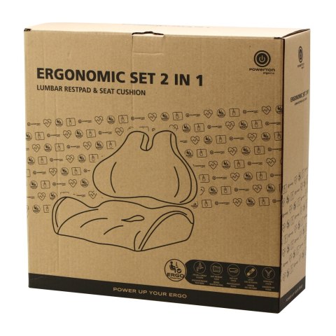 Zestaw poduszka lędźwiowa i poduszka siedziska, ergonomiczna, antracytowy, pianka z efektem pamięci, Powerton