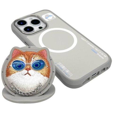 Etui Nimmy Glasses Cool Cat MagSafe do iPhone 16 Pro szary