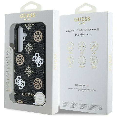 Etui Guess 4G Printed Colored Peony Pattern MagSafe do Samsung Galaxy S25 czarny