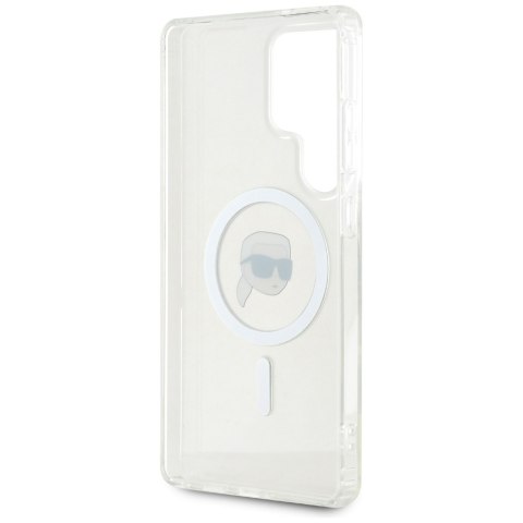 Etui Karl Lagerfeld Button Karl Head Printed Logo MagSafe Samsung Galaxy S25 Ultra biały