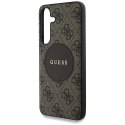 Etui Guess 4G Round Patch Classic Logo MagSafe do Samsung Galaxy S25 brązowy