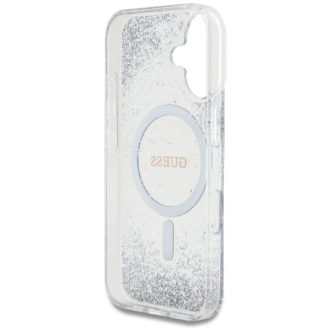 Etui Guess HC Resin Bottom Glitter do iPhone 16 MagSafe srebrny