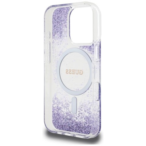 Etui Guess HC Resin Bottom Glitter do iPhone 16 Pro MagSafe fioletowy