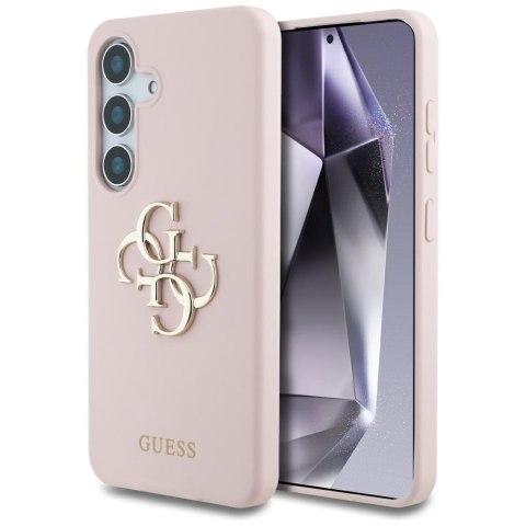 Etui Guess Silicone Big 4G Logo Bottom Script Samsung Galaxy S25 różowy