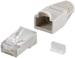 Goobay 68746 RJ45 plug, CAT 5e STP shielded with strain-relief boot, grey Goobay