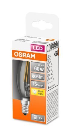 Osram | Osram Parathom Classic LED Filament 60 non-dim 6W/827 E14 bulb | E14 | 6 W | Warm White