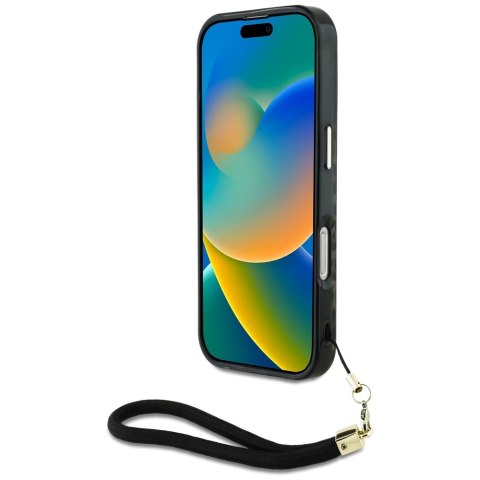 Etui Guess HC IML Leopard Triangle Cord Strap do iPhone 16 Pro MagSafe brązowy