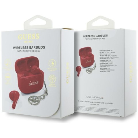 Słuchawki TWS Guess Glossy Effect Printed Classic Logo & Charm czerwony