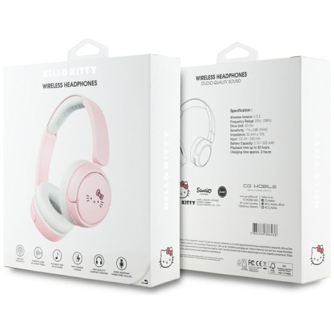 Słuchawki nauszne Hello Kitty Face Logo Bluetooth różowy