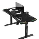 ULTRADESK Biurko dla gracza FORCE - białe, 166x70 cm, 76.5 cm, z podkładką pod mysz XXL, uchwyt na napoje i słuchawki