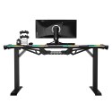 ULTRADESK Biurko dla gracza FORCE - białe, 166x70 cm, 76.5 cm, z podkładką pod mysz XXL, uchwyt na napoje i słuchawki