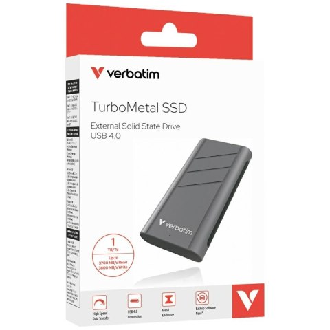 Dysk zewnętrzny Verbatim TurboMetal SSD 1TB USB4 USB-C szary 32021