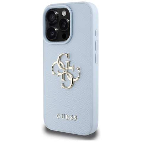 Etui Guess Grained Big 4G Logo Small Classic Logo do iPhone 16 Pro Max niebieski