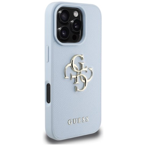 Etui Guess Grained Big 4G Logo Small Classic Logo do iPhone 16 Pro Max niebieski