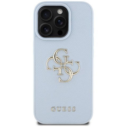 Etui Guess Grained Big 4G Logo Small Classic Logo do iPhone 16 Pro niebieski