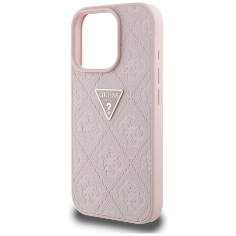 Etui Guess Hot Stamp 4G Pattern Triangle Metal Logo do iPhone 16 Pro różowy