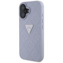 Etui Guess Hot Stamp 4G Pattern Triangle Metal Logo do iPhone 16 fioletowy