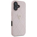 Etui Guess Hot Stamp 4G Pattern Triangle Metal Logo do iPhone 16 różowy