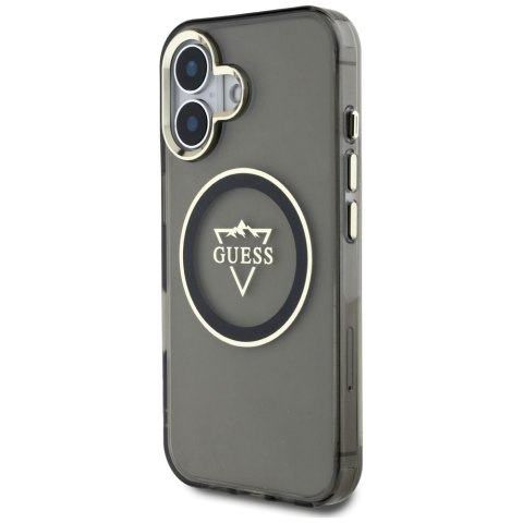 Etui Guess IML Metal Mountain Logo MagSafe do iPhone 16 czarny