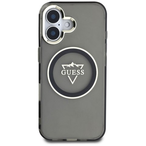 Etui Guess IML Metal Mountain Logo MagSafe do iPhone 16 czarny