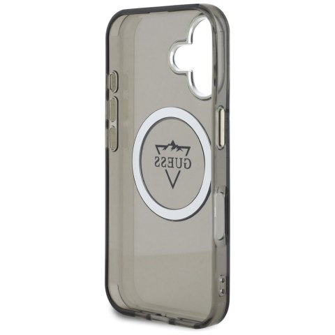 Etui Guess IML Metal Mountain Logo MagSafe do iPhone 16 czarny