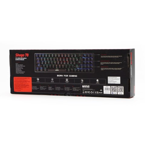 Marvo SHOGO 78, klawiatura US, do gry, przewodowa (USB), czarna, mechaniczna, podświetlenie