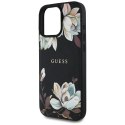 Etui Guess Grained Printed Flower Pattern MagSafe do iPhone 16 Pro czarny