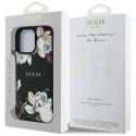 Etui Guess Grained Printed Flower Pattern MagSafe do iPhone 16 Pro czarny