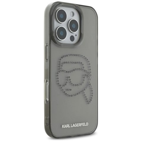Etui Karl Lagerfeld IML Rhinestones Karl Head do iPhone 16 Pro czarny